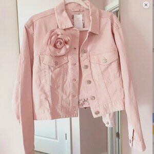 LoveShackFancy x Gap Pink Rosette Denim Jacket Medium